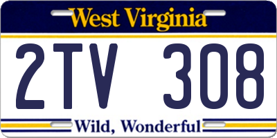 WV license plate 2TV308