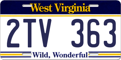 WV license plate 2TV363
