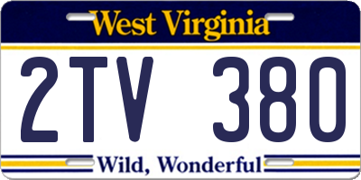 WV license plate 2TV380