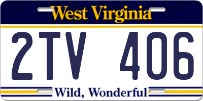 WV license plate 2TV406