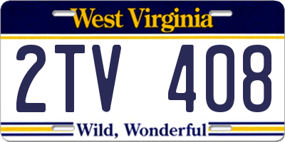 WV license plate 2TV408