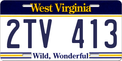 WV license plate 2TV413