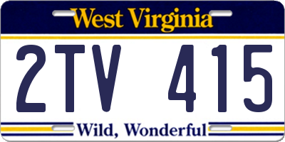 WV license plate 2TV415