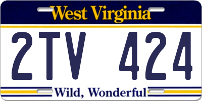 WV license plate 2TV424