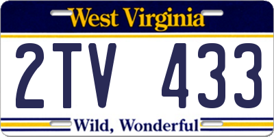 WV license plate 2TV433