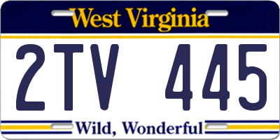 WV license plate 2TV445