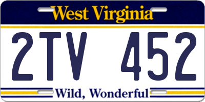 WV license plate 2TV452