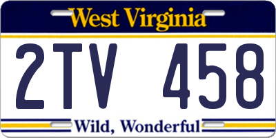 WV license plate 2TV458