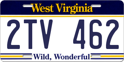 WV license plate 2TV462