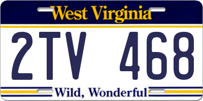 WV license plate 2TV468
