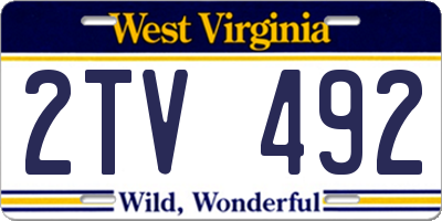 WV license plate 2TV492