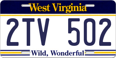 WV license plate 2TV502
