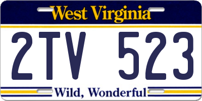 WV license plate 2TV523