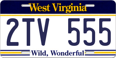 WV license plate 2TV555