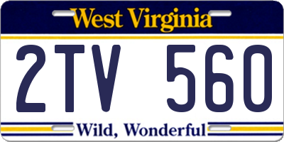 WV license plate 2TV560