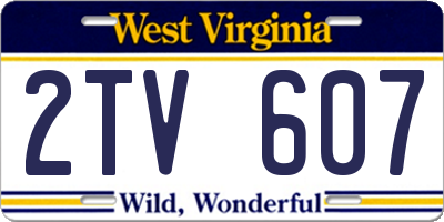 WV license plate 2TV607