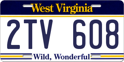 WV license plate 2TV608