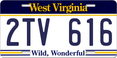 WV license plate 2TV616