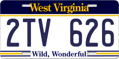 WV license plate 2TV626