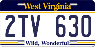 WV license plate 2TV630