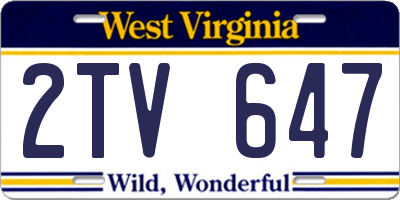 WV license plate 2TV647