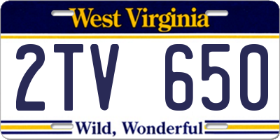 WV license plate 2TV650