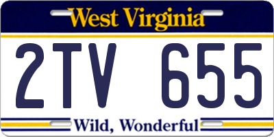 WV license plate 2TV655