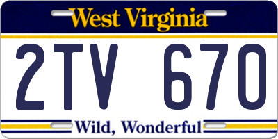 WV license plate 2TV670