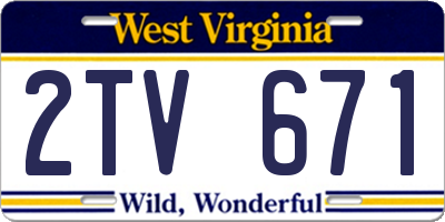 WV license plate 2TV671