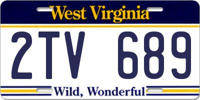 WV license plate 2TV689