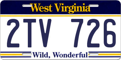 WV license plate 2TV726
