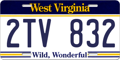 WV license plate 2TV832