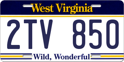 WV license plate 2TV850