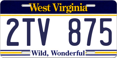 WV license plate 2TV875