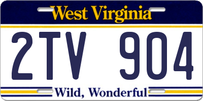 WV license plate 2TV904