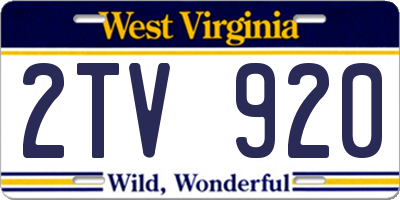 WV license plate 2TV920