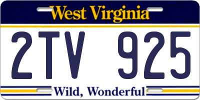 WV license plate 2TV925