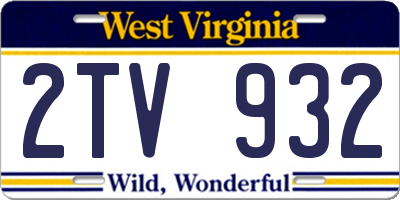 WV license plate 2TV932