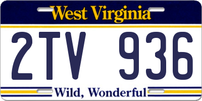 WV license plate 2TV936