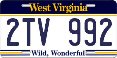 WV license plate 2TV992