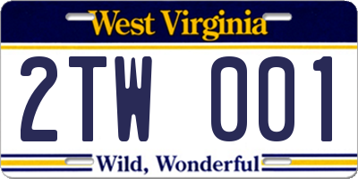 WV license plate 2TW001