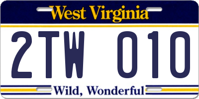 WV license plate 2TW010
