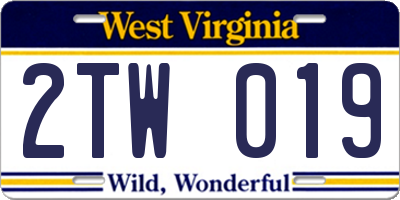 WV license plate 2TW019