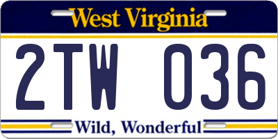 WV license plate 2TW036