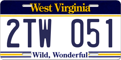 WV license plate 2TW051