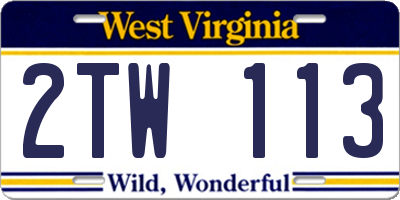 WV license plate 2TW113