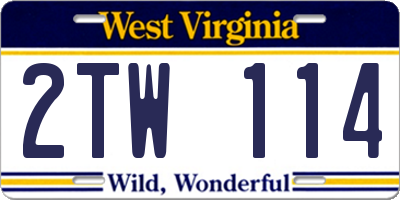 WV license plate 2TW114