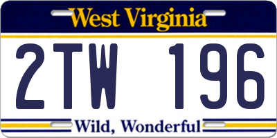 WV license plate 2TW196