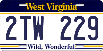 WV license plate 2TW229