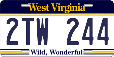WV license plate 2TW244